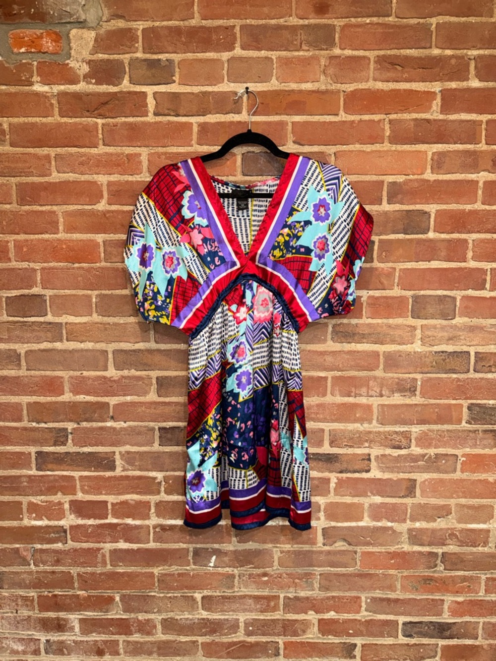 Wet Seal Multicolor Printed Mini dress - Red, Purple, Blue